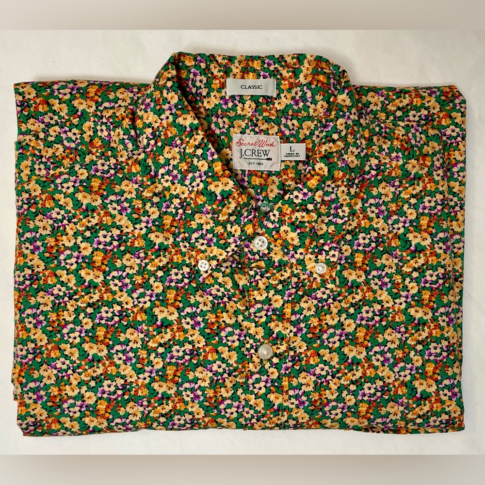 J. Crew Men’s Classic Secret Wash Poplin Multicolor Floral  Shirt